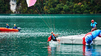 One (of many) paragliders in the water that day