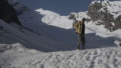 A climber on Mount Friendship Peak