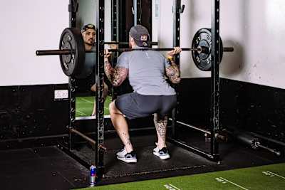 Jack Nowell weight training in the gym