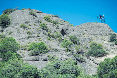 MTB rider David Cachon exclusively rides on the El Caminito del Rey walkway in Malaga, Spain after being granted special permission for a one-off ride