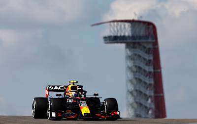 Sergio Pérez of Red Bull Racing Honda at the United States Grand Prix on October 10, 2021.