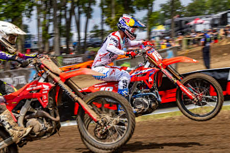 Jett Lawrence races at Round 11 at Ironman Raceway in Crawfordsville