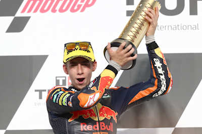 Pedro Acosta as seen at the end of the Moto3 race at the Doha MotoGP in Doha in April, 2021.