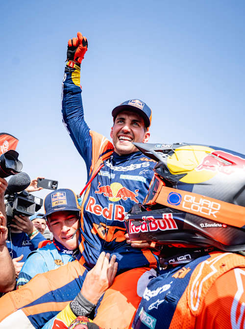 Luciano Benavides (ARG) of Red Bull KTM Factory Racing celebrates the winning  of Rally Dakar 2026 in Yanbu, Saudi Arabia on January 17, 2026.