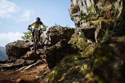 Dan Atherton performs during Red Bull Hardline in Welshpool, UK on September 11, 2014.