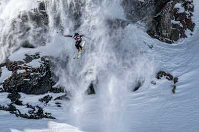 Kristofer Turdell of Sweden seen at Xtreme Verbier, the finals of the Freeride World Tour in Verbier, Switzerland on March 23, 2021.