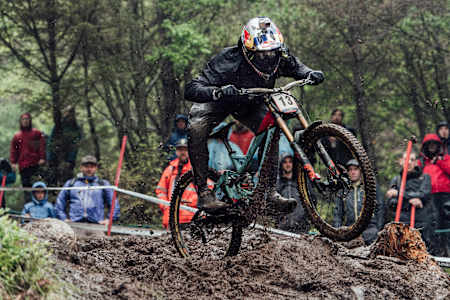 Brook Macdonald rides in the wet on Michelin tyres