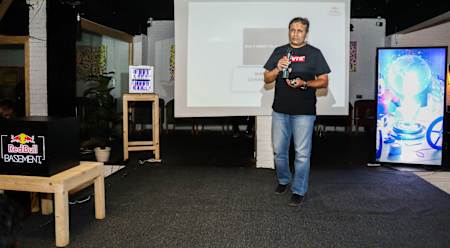 Co-Founder, Airlift - Ahmed Ayub speaks at the Red Bull Basement event