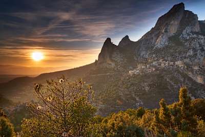 Sunset over mountains in Catalunya, Spain.