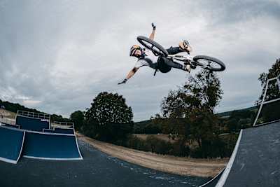 Nikita Ducarroz performs at the Red Bull BMX Performance Camp in Reims, France on September 27, 2023 