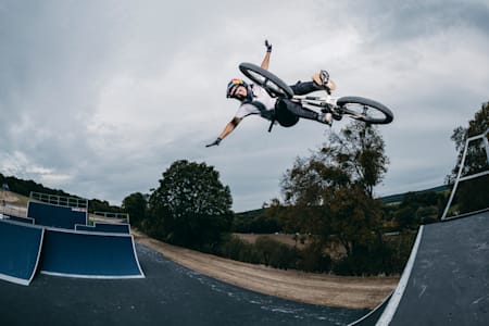Nikita Ducarroz performs at the Red Bull BMX Performance Camp in Reims, France on September 27, 2023.