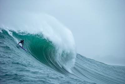 Kai Lenny surfing at Mavericks in California