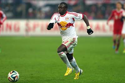 Sadio Mané of Salzburg runs with the ball during the friendly match between Red Bull Salzburg and FC Bayern Muenchen at Red Bull Arena on January 18, 2014 in Salzburg, Austria.