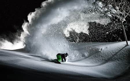 Mark Landvik riding in Hakuba, Japan.