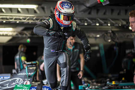 Mitch Evans (NZL), Jaguar Racing, Spark-Jaguar, Jaguar I-Type 1, swaps cars during the Monaco ePrix, fifth round of the 2016/17 FIA Formula E Series on May 13, 2017 in Monte Carlo, Monaco.