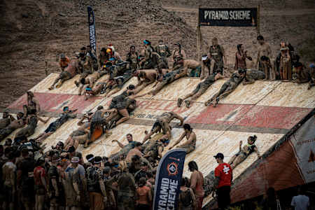 Participants take part in the US Tough Mudder contest in the USA.