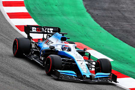 George Russell finally hit the track for Williams on day three