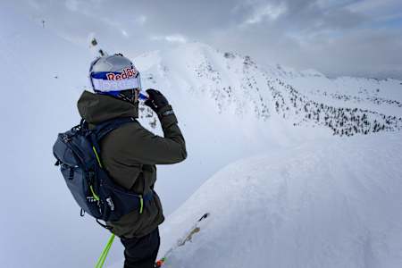 Logan Pehota seen at the Freeride World Tour in Golden, Canada on February 6, 2020.