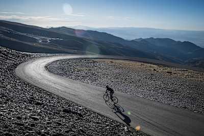 Patrick Seabase rides the Pico del Veleta, Sierra Nevada, Spain on October 28th, 2017.
