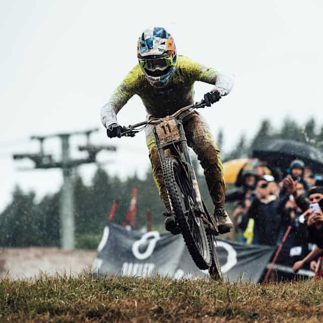 Loic Bruni performs at UCI DH World Cup in Les Gets, France on July 3rd, 2021