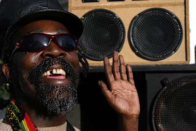 Notting Hill Carnival Soaking up the sounds from a soundsystem at Notting Hill Carnival 2006.