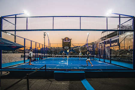 Padel players at a Red Bull padel tournament.