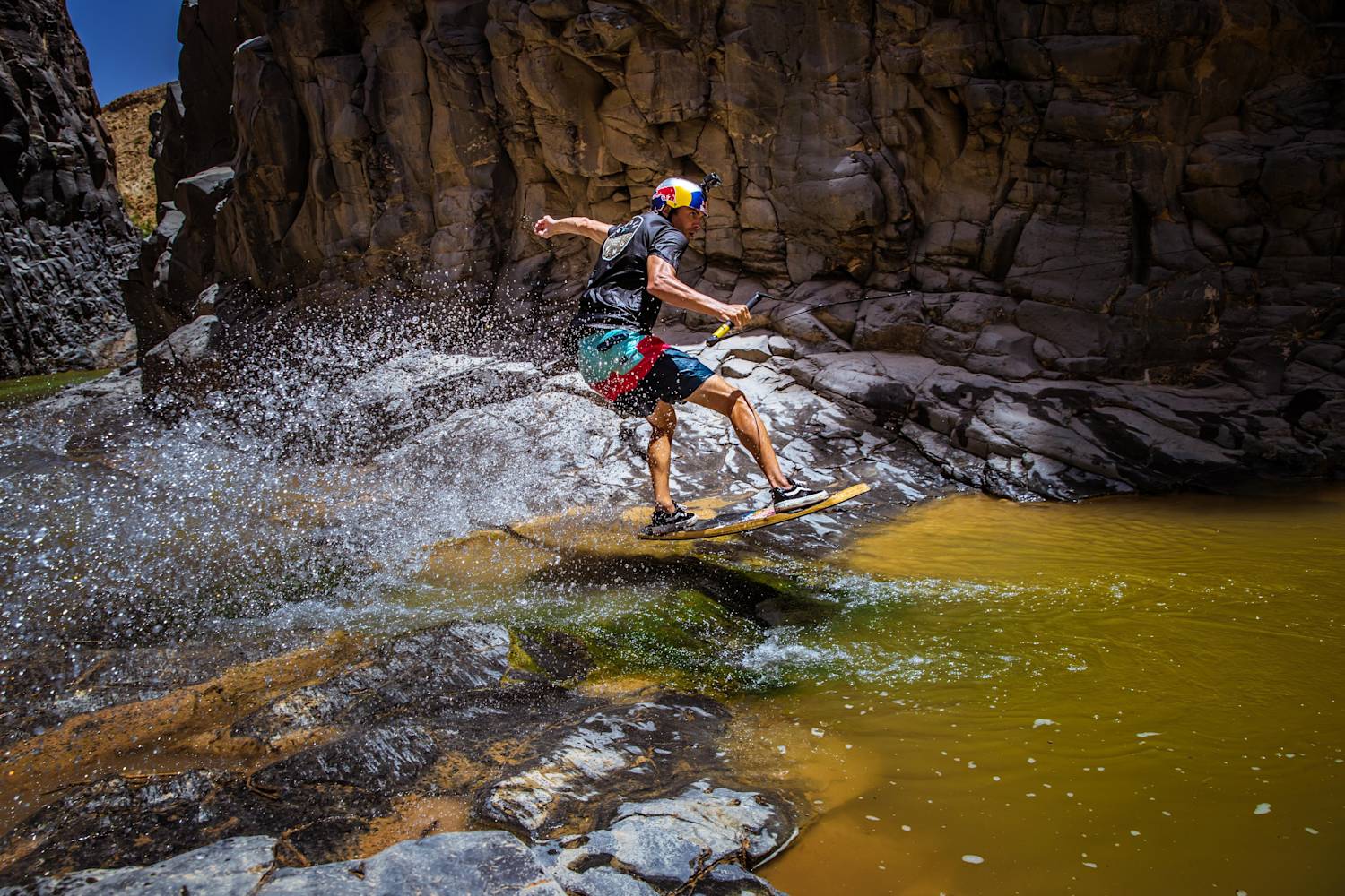 Wakeskating A Volcanic Valley In The Jordanian Desert