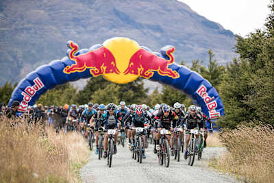 Cyclists set off at the Red Bull Defiance adventure race in New Zealand.