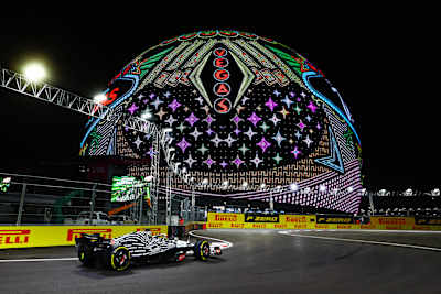 Daniel Ricciardo of Scuderia AlphaTauri at the Las Vegas Grand Prix on November 18, 2023.