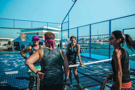 Players at the end of a match of Red Bull Padel Battle.