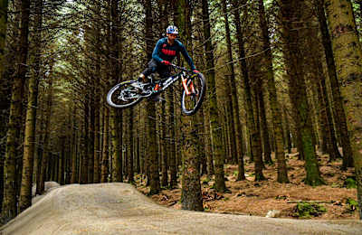 Enduro MTB athlete Greg Callaghan gets in some jump practice in Dublin during a shoot for his YouTube film 'Breaking the Cycle'.