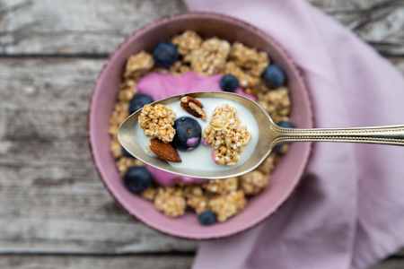 Granola with fruit and milk is a solid pre-run breakfast choice