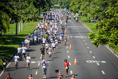 Biegacze na trasie biegu ulicznego