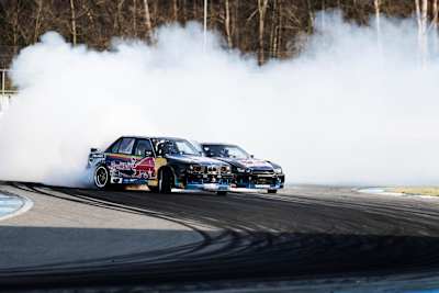 Elias Hountondji and Johannes Hountondji perform during testing at the Hockenheimring in Germany on March 23, 2017 