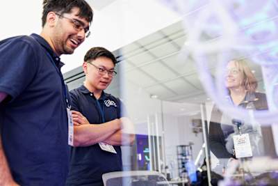 Argus founders Arjun Oberoi and Daniel Kim at the Red Bull Basement National Final at The MIT Media Lab in Cambridge, Massachusetts, USA on November 16th, 2024. 