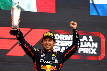 Sergio Pérez of Oracle Red Bull Racing at the Azerbaijan Grand Prix on April 30, 2023.
