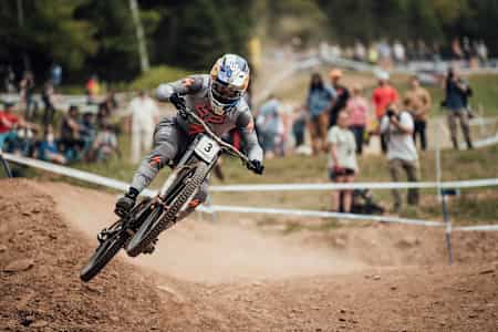 Loic Bruni performs at UCI DH World Cup in Snowshoe, USA on September 18, 2021.
