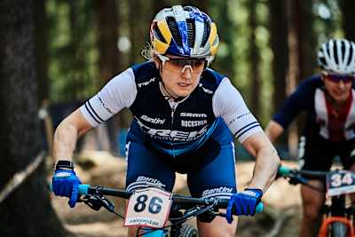 Ellen Noble performs during UCI XC World Cup in Nove Mesto na Morave, Czech Republic on May 26, 2019.
