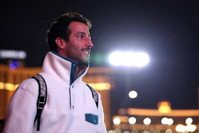 Scuderia AlphaTauri driver Daniel Ricciardo pictured arriving at the Las Vegas Grand Prix.
