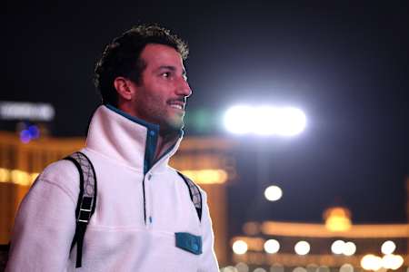 Scuderia AlphaTauri driver Daniel Ricciardo pictured arriving at the Las Vegas Grand Prix.