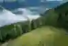 Mist flows over the a valley in Carinthia, Austria.