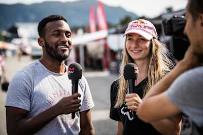Eliot Jackson and Tahnee Seagrave as seen at the UCI Mountain Bike World Cup in Vallnord, Andorra on July 4, 2019.