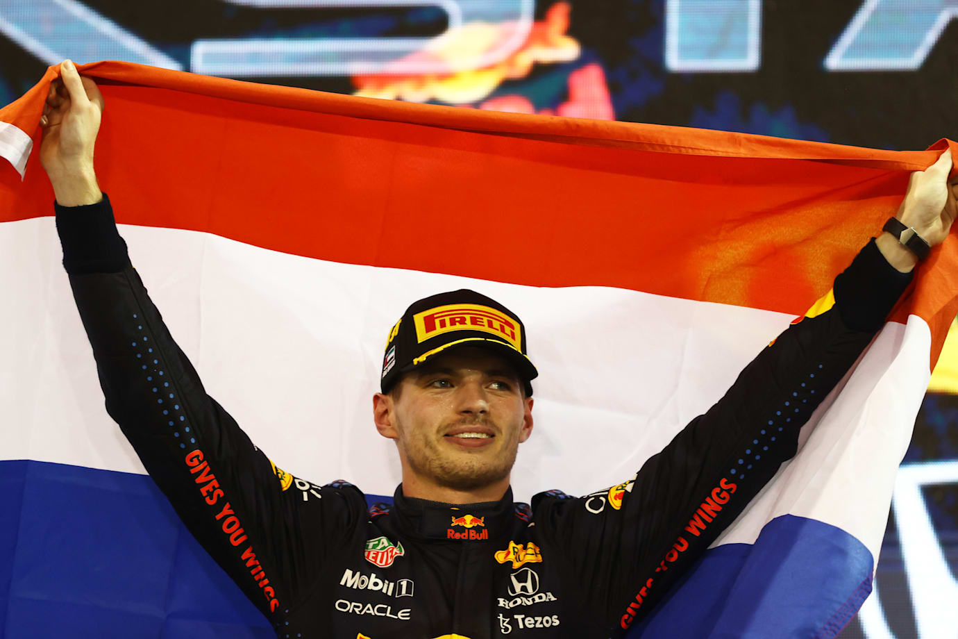 Max Verstappen of Red Bull Racing Honda at the Abu Dhabi Grand Prix on December 12, 2021.