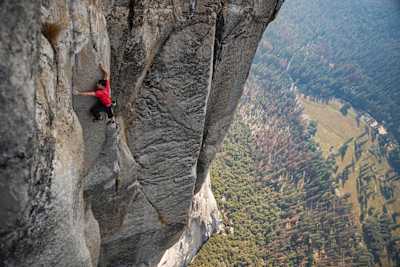 The climber's technical footwork and handwork is crucial