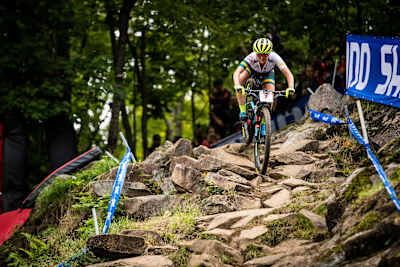 Rebecca McConnell en el circuito de Mont-Sainte-Anne.
