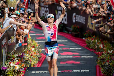 Lucy Charles-Barclay finishing the IRONMAN World Championship 2019 in Kailua-Kona, Hawaii, United States.