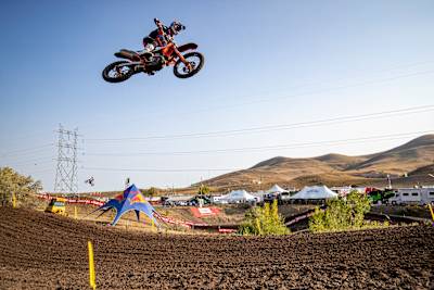 Marvin Musquin en el AMA motocross en Thunder Valley Raceway en Lakewood, Colorado, Estados Unidos, el 3 de octubre de 2020.