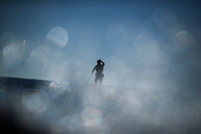 Casper Steinfath durante el proyecto Skagerrak, SUP en las aguas que dividen el Mar del Norte y el Báltico.