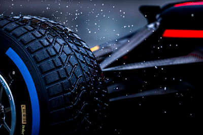 Water Disperses From The Wet Tyre