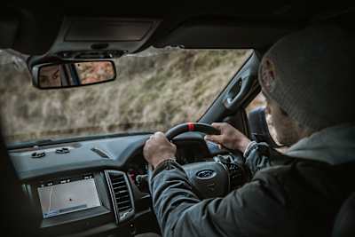 Matt Jones driving in the Ford Ranger Raptor during the filming of Design and Conquer.